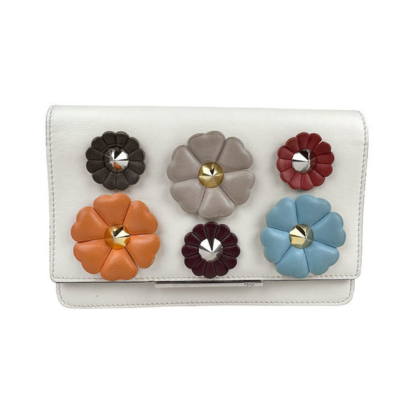 Fendi White Chain Multicolor Leather Wallet - Picture 1 of 4